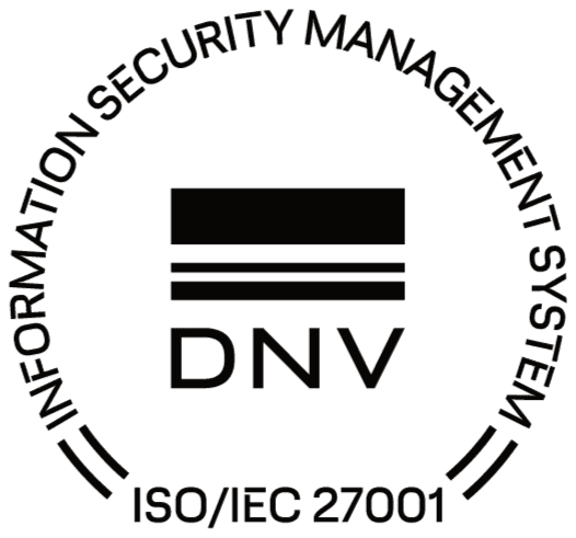 ISO/IEC 27001 informatiebeveiliging, gecertificeerd door DNV