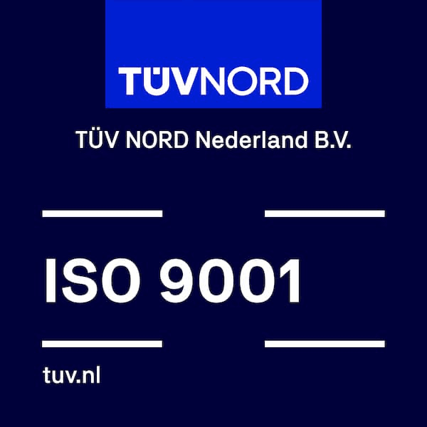 ISO 9001:2015 kwaliteitsmanagementsysteem, gecertificeerd door TÜV NORD Nederland